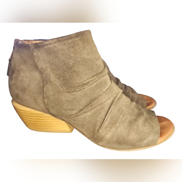 Miz Mooz Shoes - Miz Mooz Suede Peep Toe Booties, Womens 38 EU (7.5-8 US)